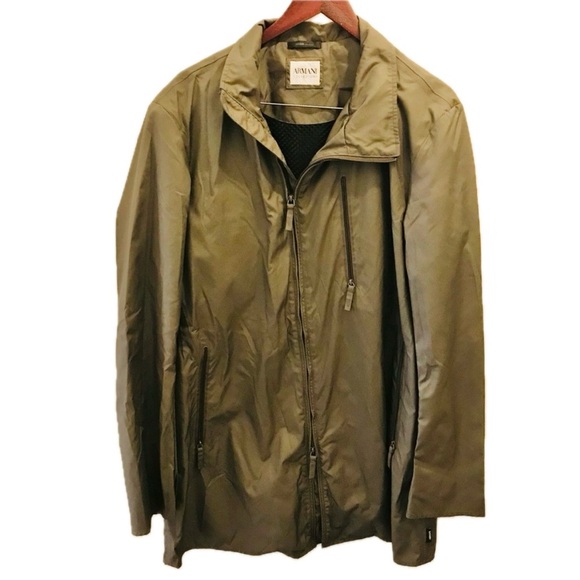 Armani Collezioni Rain Coat 42 brown green jacket